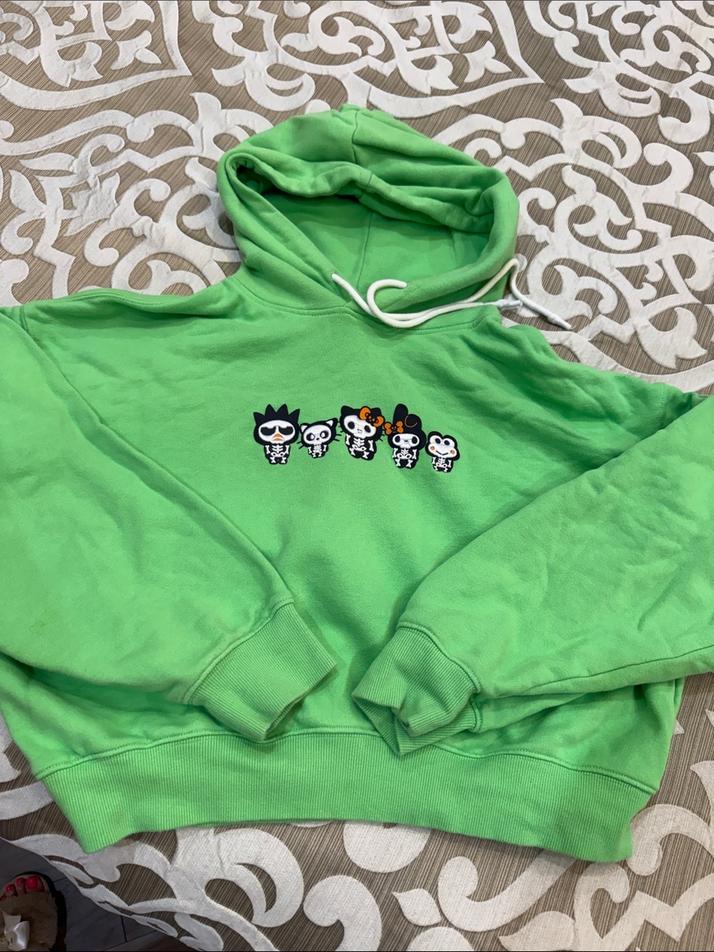 Forever 21 hello kitty Green Graphic Hoodie with Cute Character Row